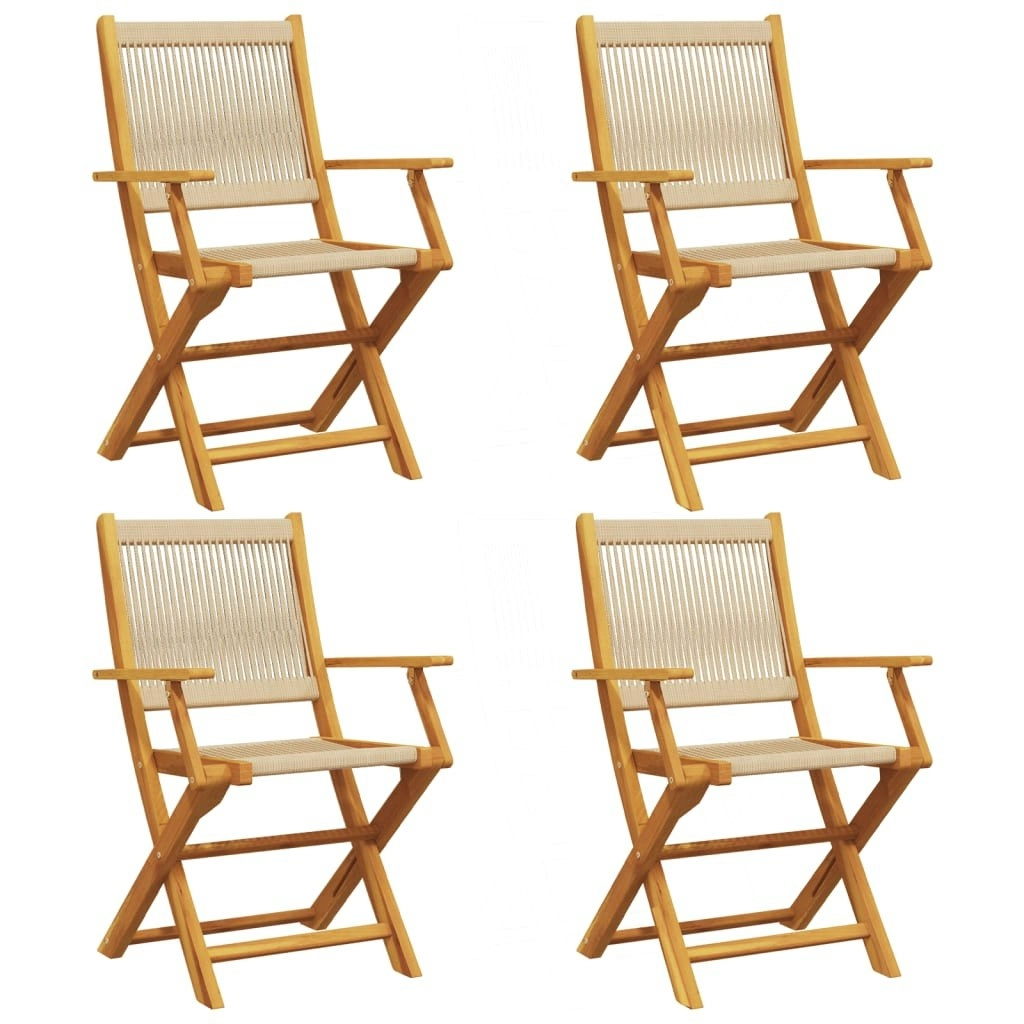 Folding Garden Chairs 4 pcs Beige Solid Wood Acacia 3214571