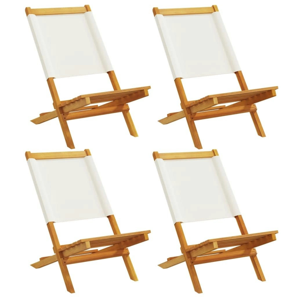 Folding Garden Chairs 4 pcs Cream White Fabric and Solid Wood 3214637