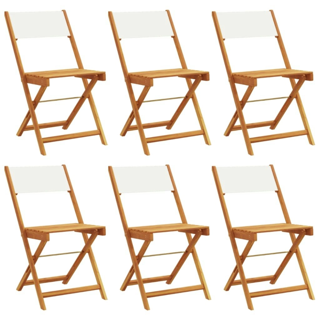 Folding Garden Chairs 6 pcs Cream White Fabric and Solid Wood 3214611