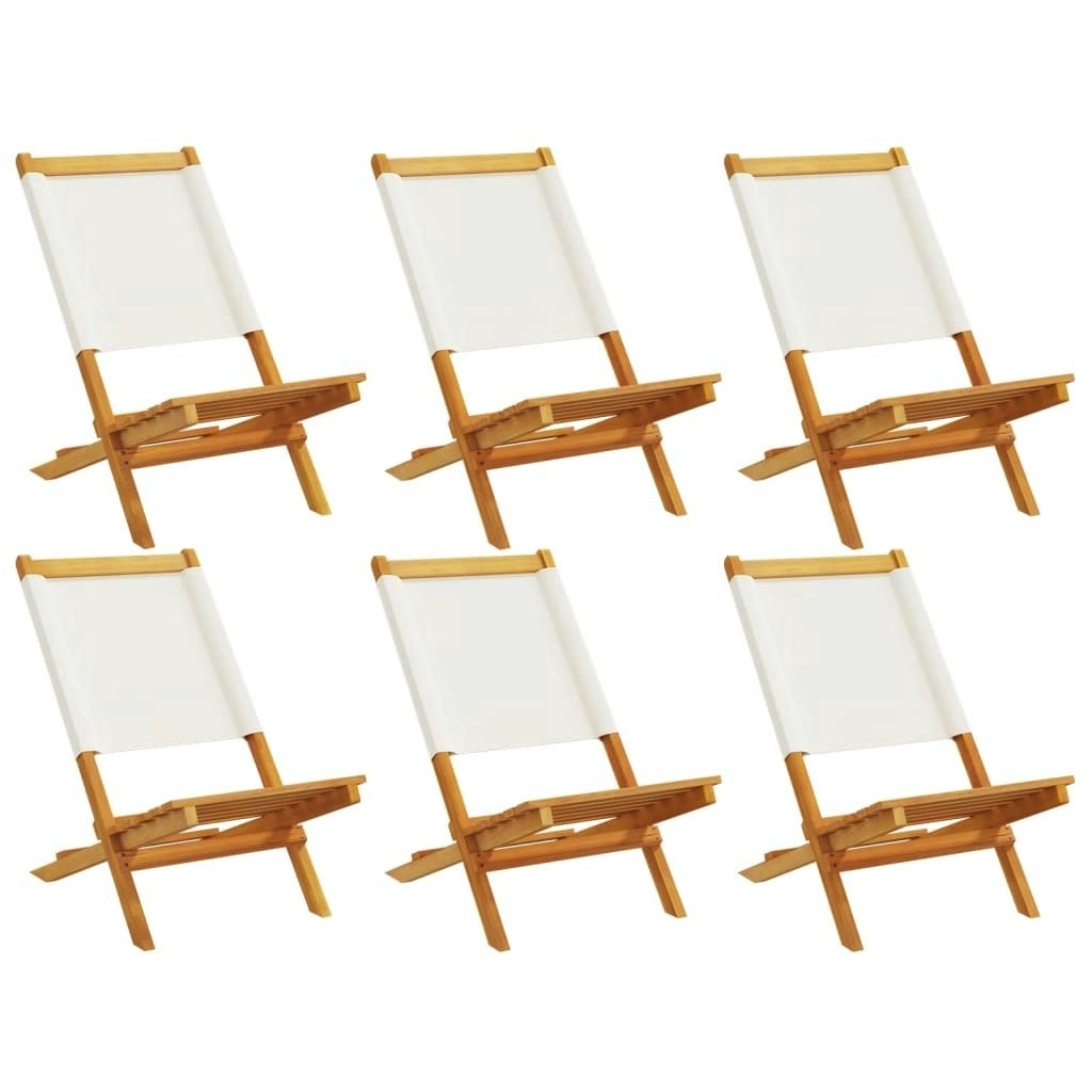 Folding Garden Chairs 6 pcs Cream White Fabric and Solid Wood 3214638