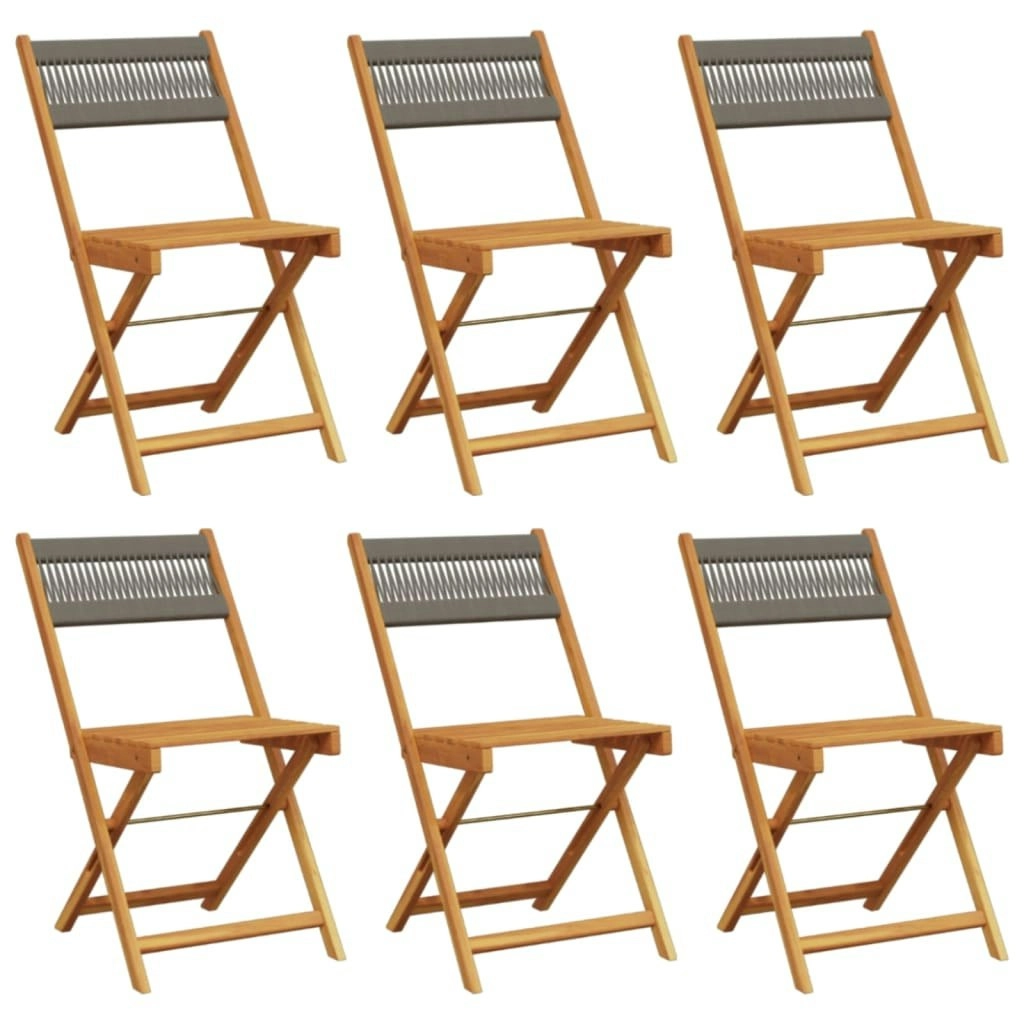 Folding Garden Chairs 6 pcs Grey Solid Wood Acacia 3214605