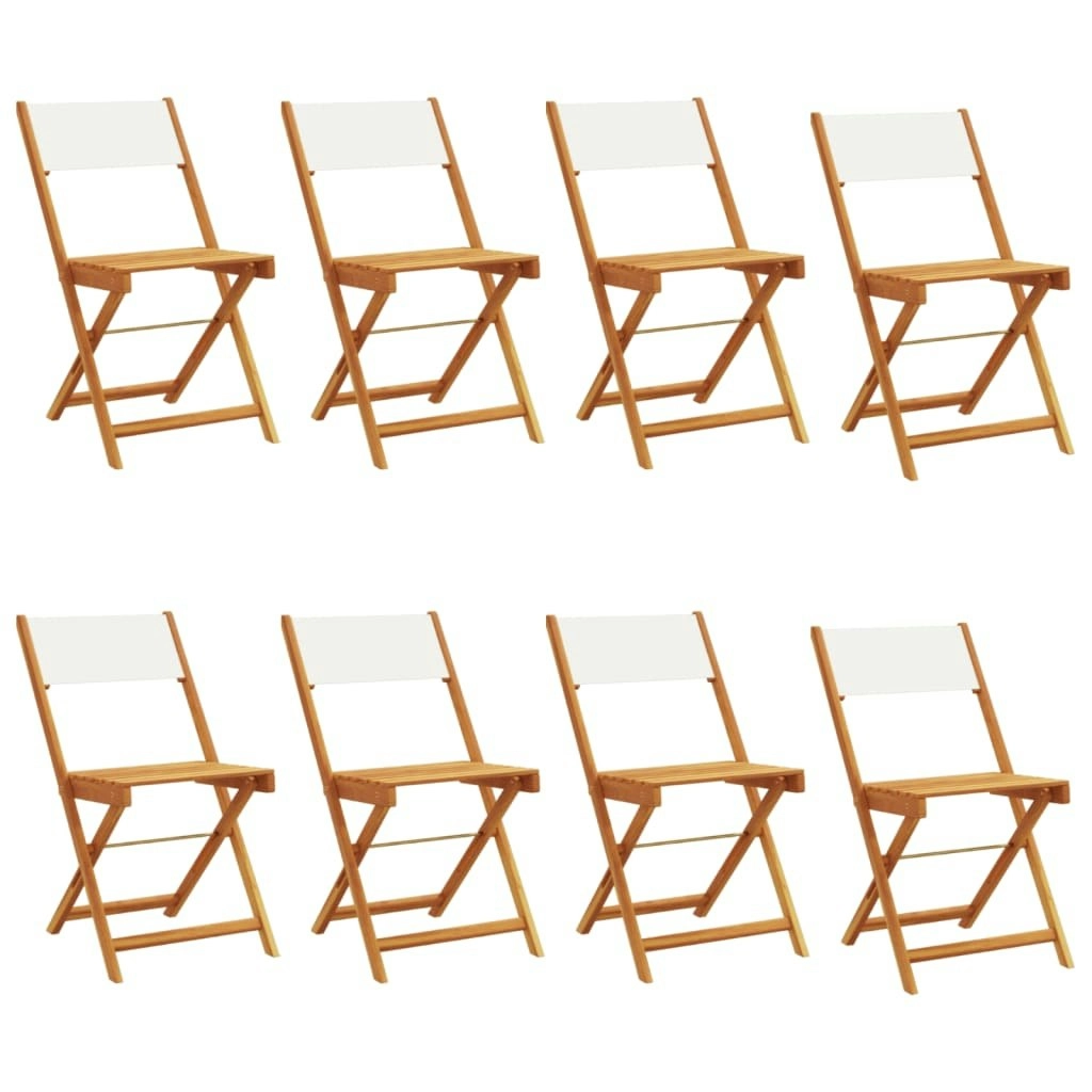 Folding Garden Chairs 8 pcs Cream White Fabric and Solid Wood 3214612