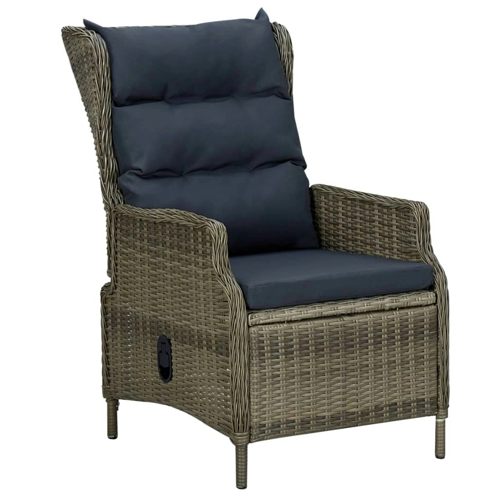 Reclining Garden Chair with Cushions Poly Rattan Brown 313302