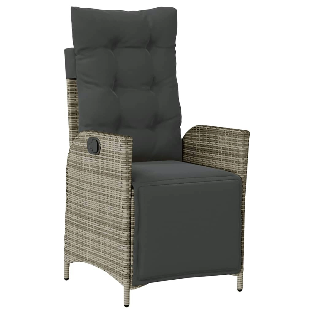 Reclining Garden Chair with Footrest Grey Poly Rattan 365283