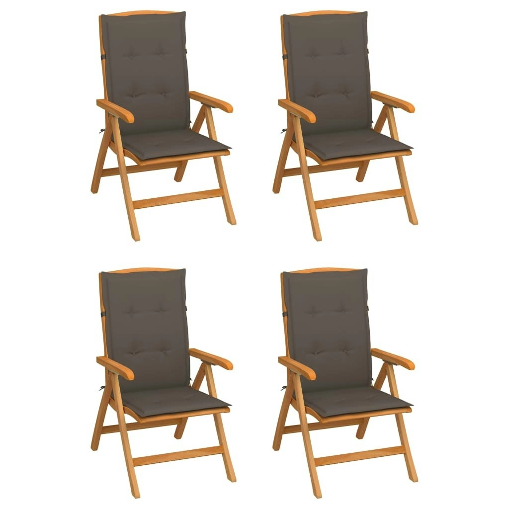 Reclining Garden Chairs with Cushions 4 pcs Solid Teak Wood 3072638