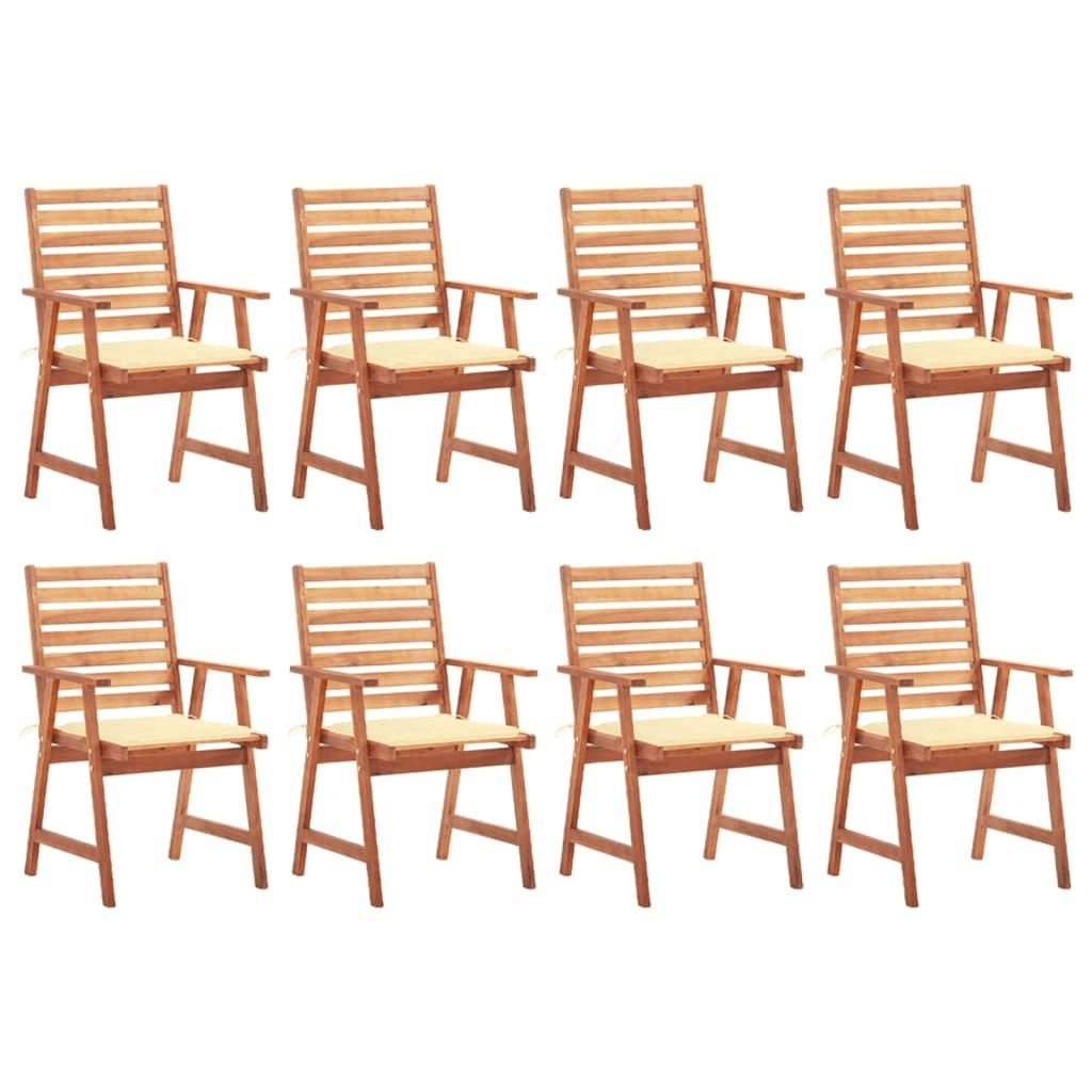 Outdoor Dining Chairs 8 pcs with Cushions Solid Acacia Wood 3078376