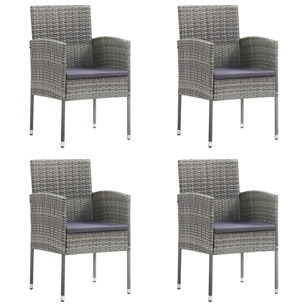 Garden Chairs with Dark Grey Cushions 4 pcs Grey Poly Rattan 318708