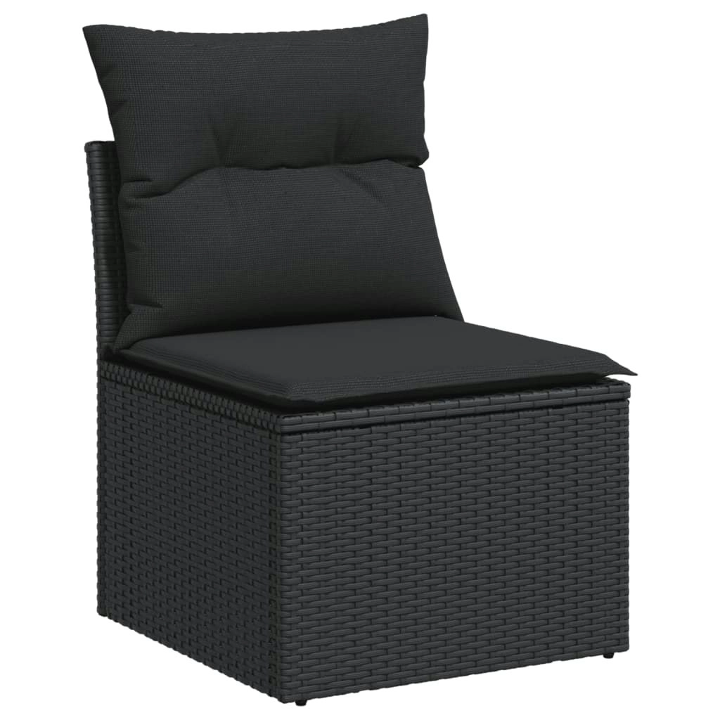 Garden Sofa Armless with Cushions Black Poly Rattan 365961