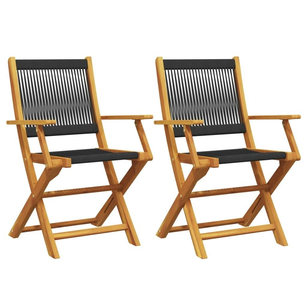 Garden Chairs 2 pcs Black Solid Wood Acacia and Polypropylene 367666