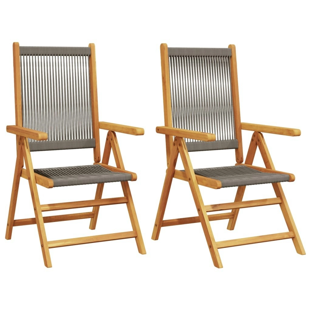 Garden Chairs 2 pcs Grey Solid Wood Acacia and Polypropylene 367655