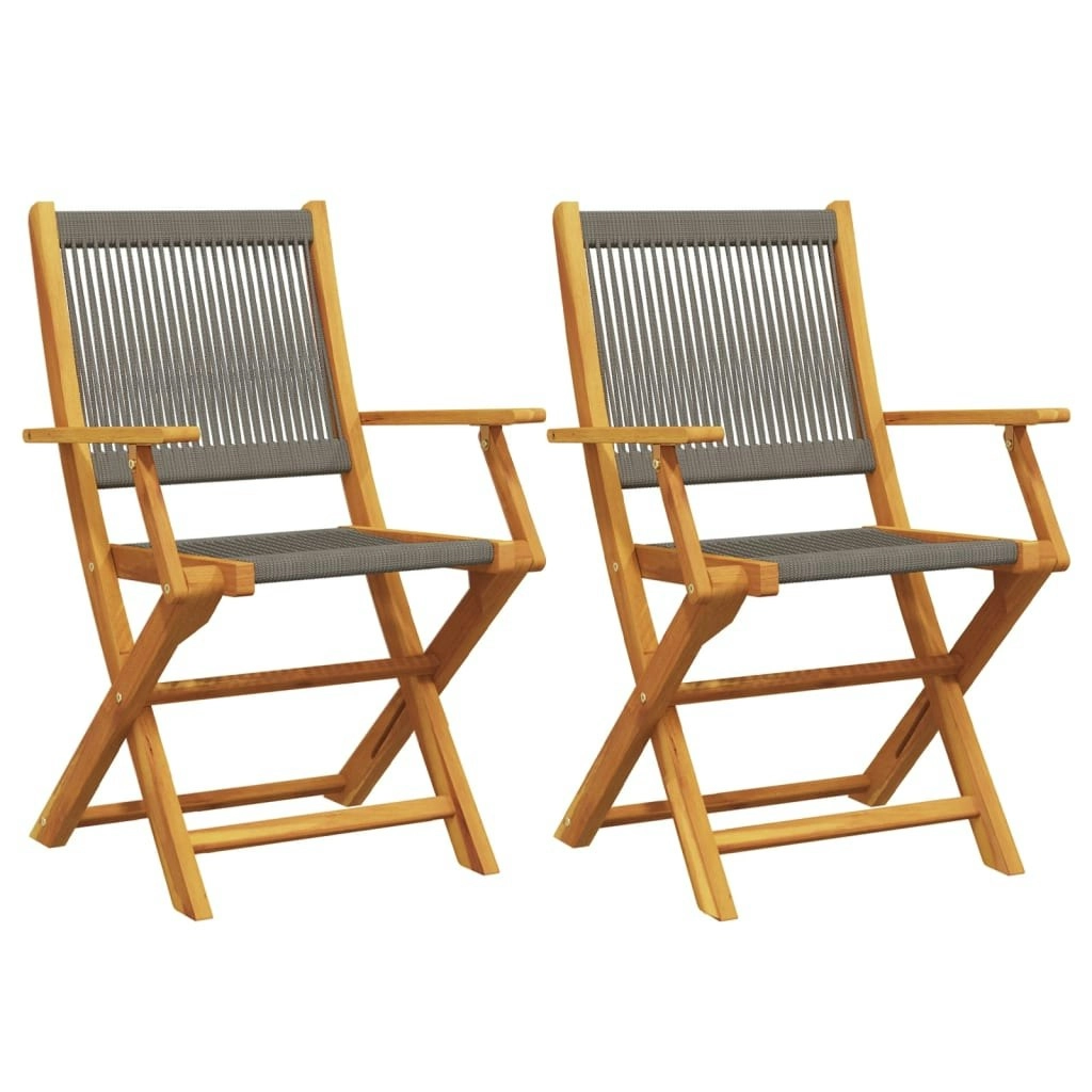 Garden Chairs 2 pcs Grey Solid Wood Acacia and Polypropylene 367667