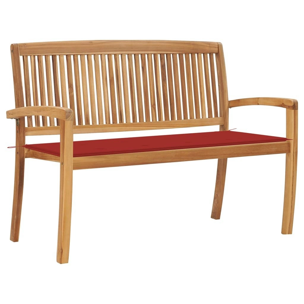 Stacking Garden Bench with Cushion 128.5 cm Solid Teak Wood 3063285