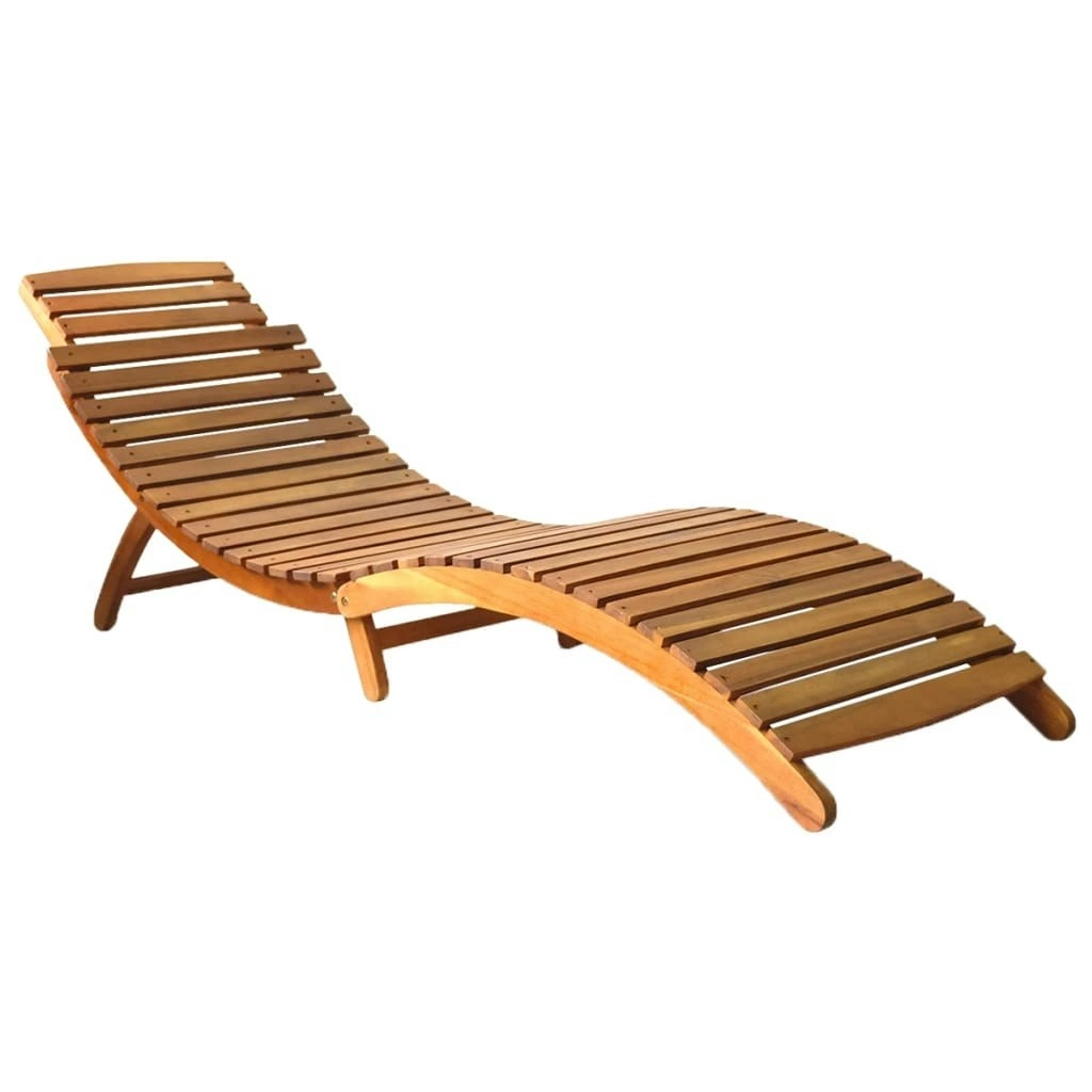 Sun Lounger Solid Acacia Wood Brown 46650