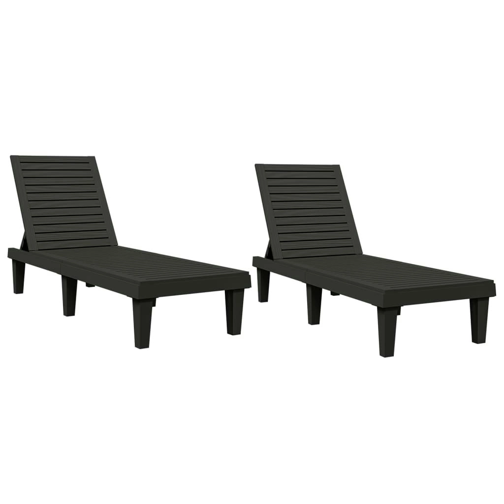 Sun Loungers 2 pcs Black 155x58x83 cm Polypropylene 364148