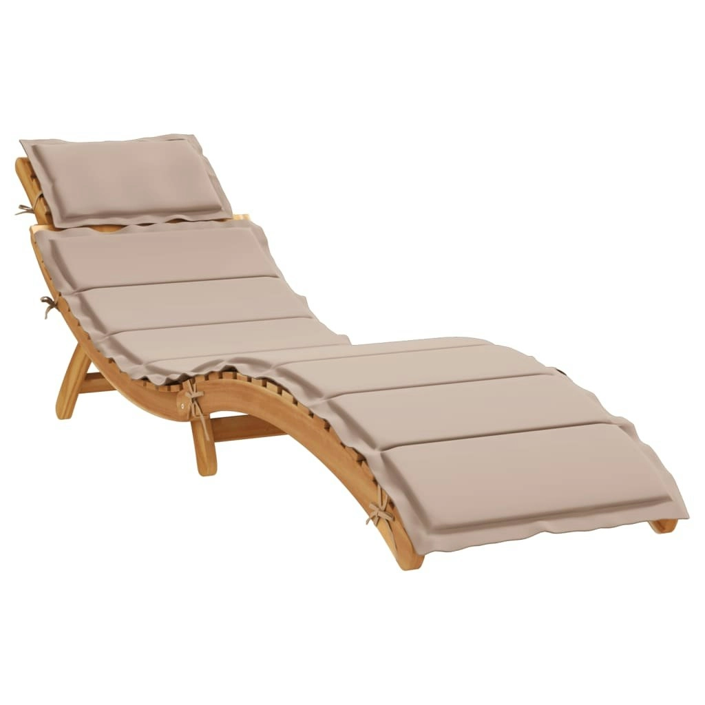 Sun Lounger with Cushion Taupe Solid Wood Acacia 367636