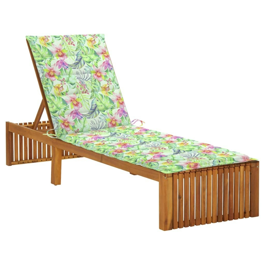 Sun Lounger with Cushion Solid Acacia Wood 3064161