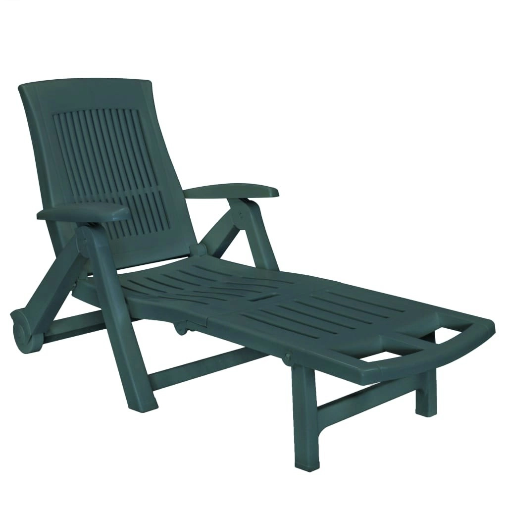 Sun Lounger with Footrest Plastic Green 43587