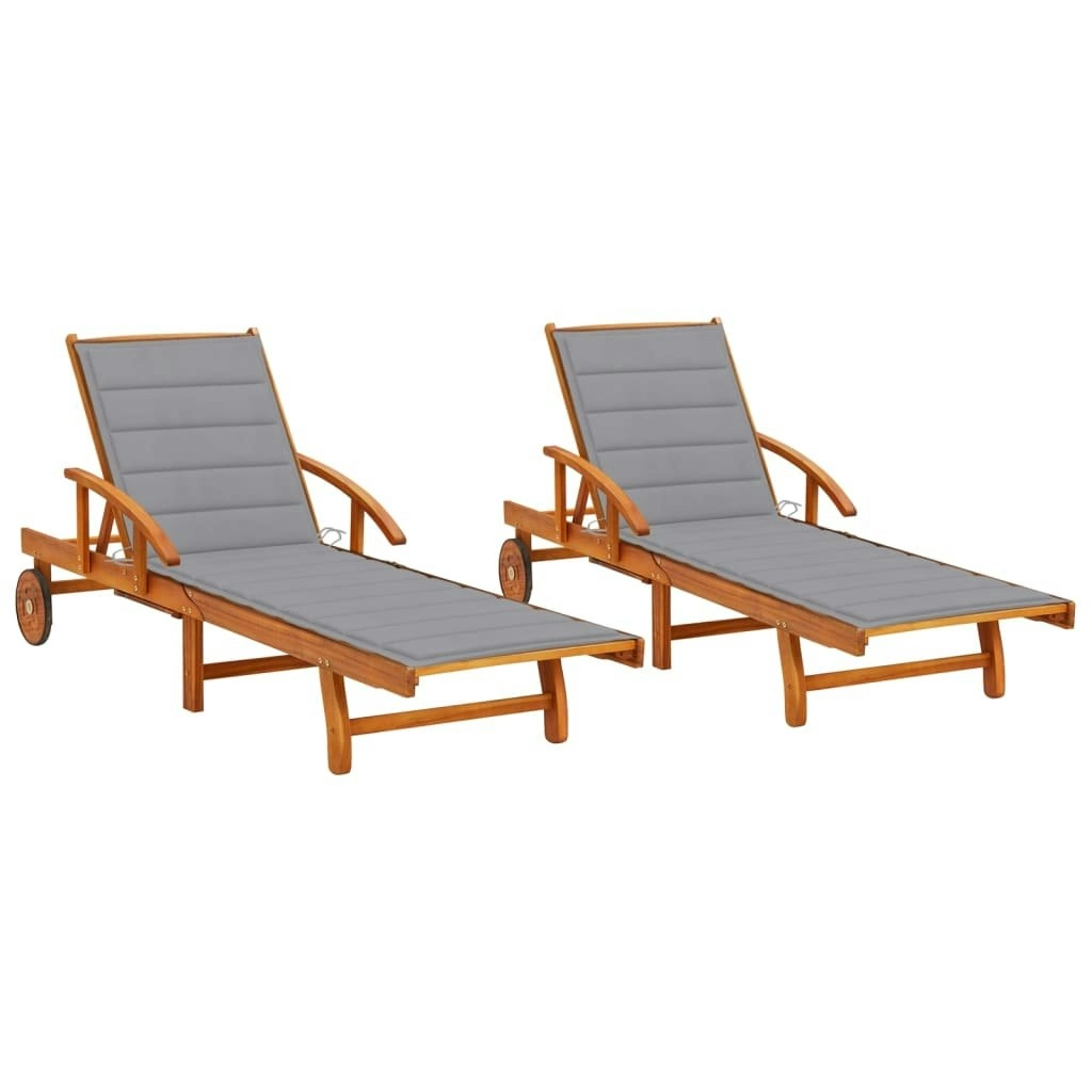 Sun Loungers 2 pcs with Cushions Solid Wood Acacia 3077331