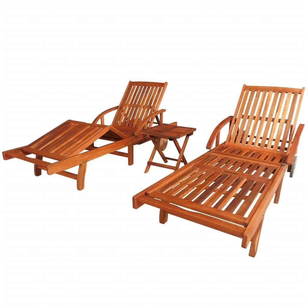 Sun Loungers 2 pcs with Table Solid Acacia Wood 274662