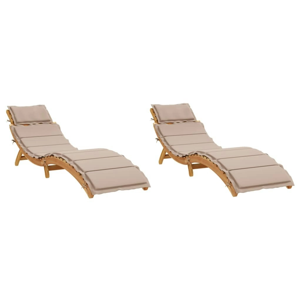 Sun Loungers with Cushions 2 pcs Taupe Solid Wood Acacia 3214836