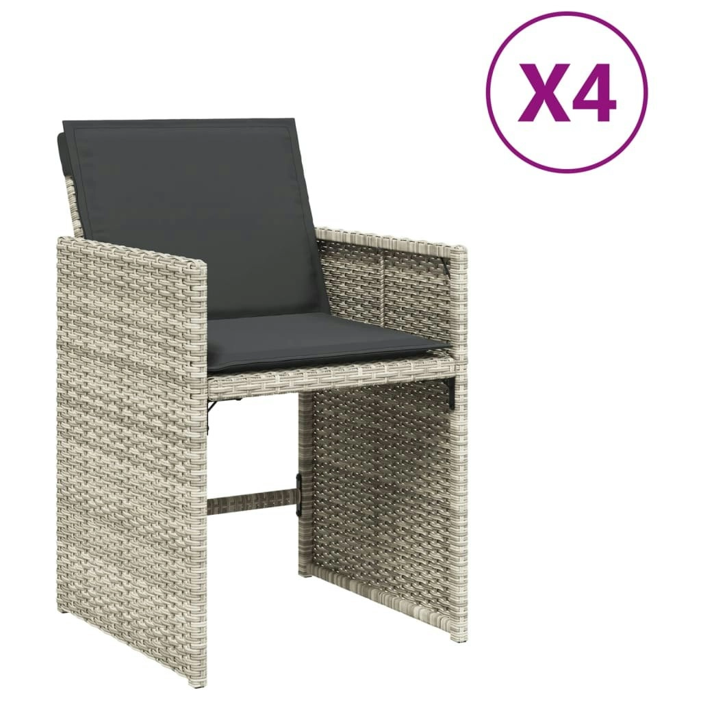 Garden Chairs with Cushions 4 pcs Light Grey Poly Rattan 364988