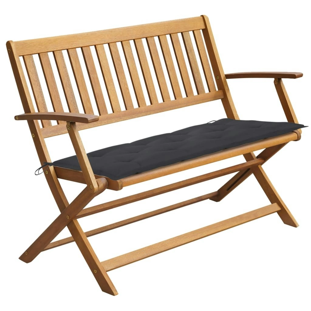 Garden Bench with Cushion 120 cm Solid Acacia Wood 3064254