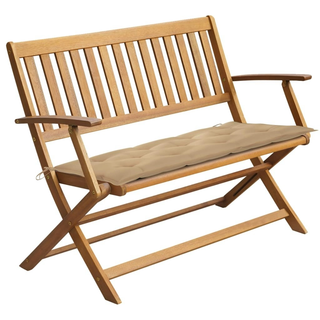 Garden Bench with Cushion 120 cm Solid Acacia Wood 3064257