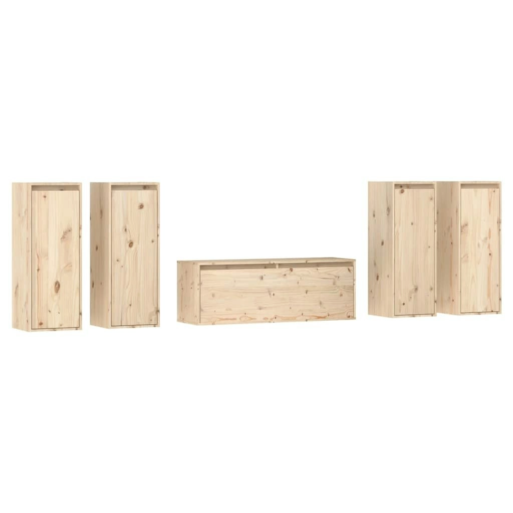 TV Cabinets 5 pcs Solid Wood Pine 3100214