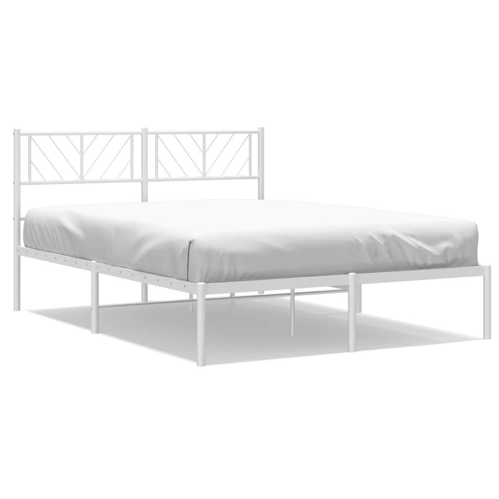 Metal Bed Frame without Mattress with Headboard White 135x190 cm 372227