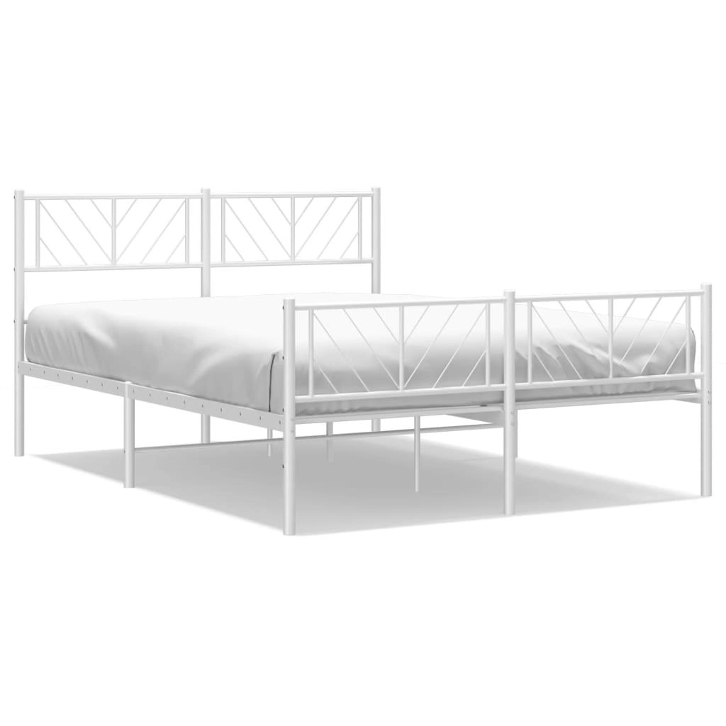 Metal Bed Frame without Mattress with Footboard White 135x190 cm 372245