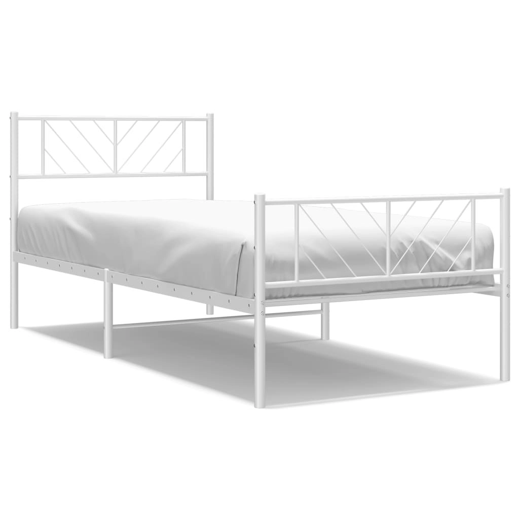 Metal Bed Frame without Mattress with Footboard White 90x190 cm 372238