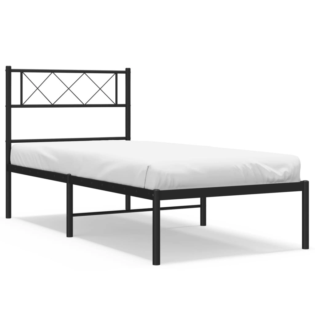 Metal Bed Frame without Mattress with Headboard Black 90x190 cm 372269