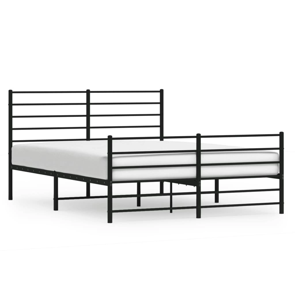 Metal Bed Frame without Mattress with Footboard Black 150x200 cm 352339