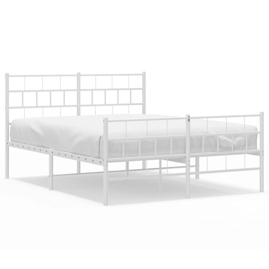 Metal Bed Frame without Mattress with Footboard White 135x190 cm 355725