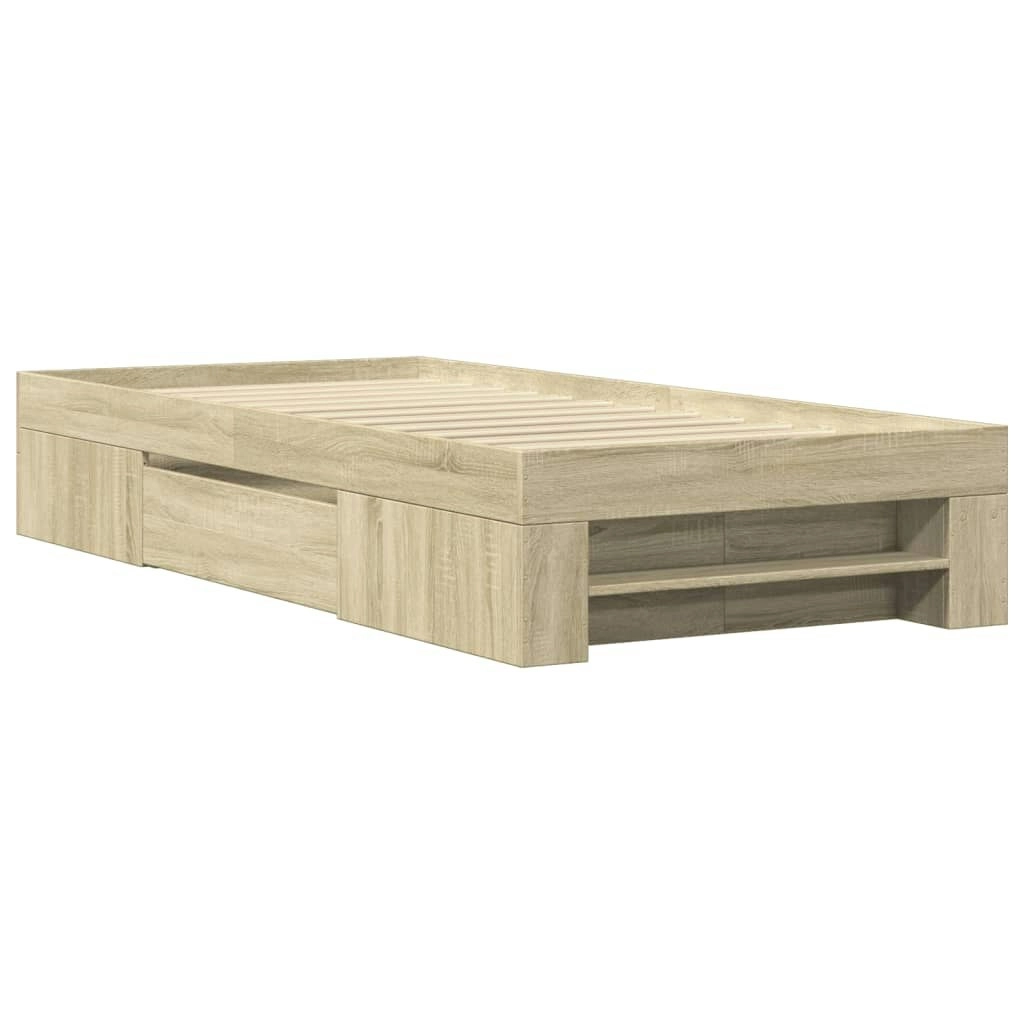 Bed Frame Sonoma Oak 90x190 cm Engineered Wood 3295522