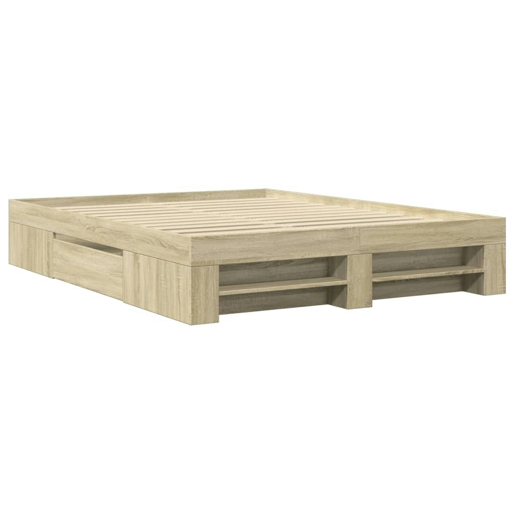 Bed Frame without Mattress Sonoma Oak 150x200 cm Engineered Wood 3295466