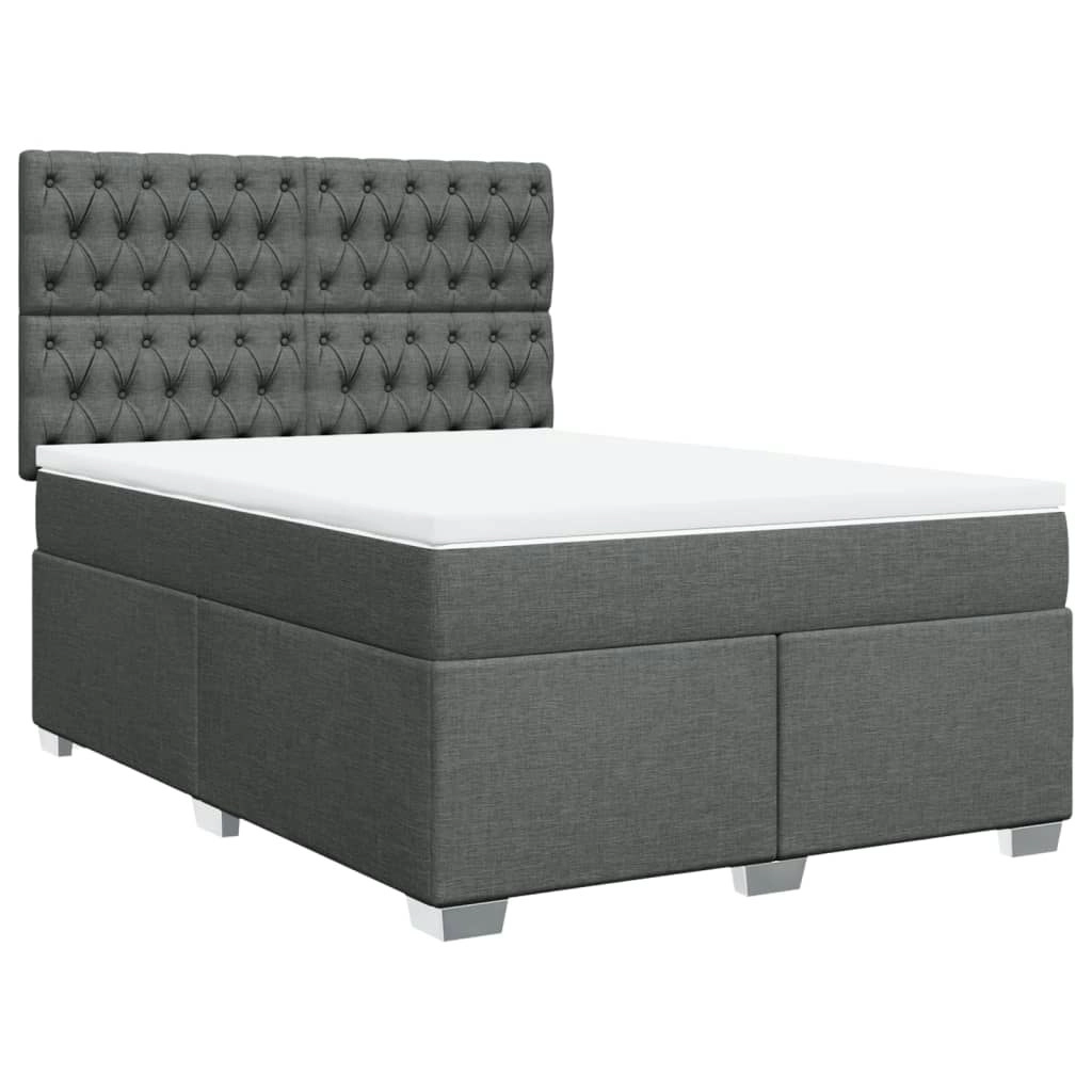 Box Spring Bed with Mattress Dark Grey Queen Fabric 3290692