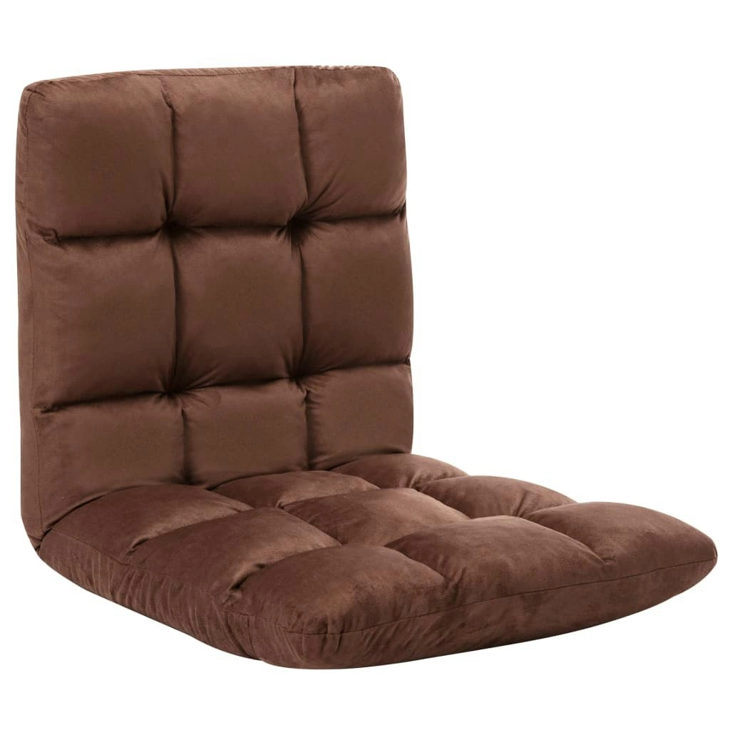 Folding Floor Chair Brown Microfibre 325252