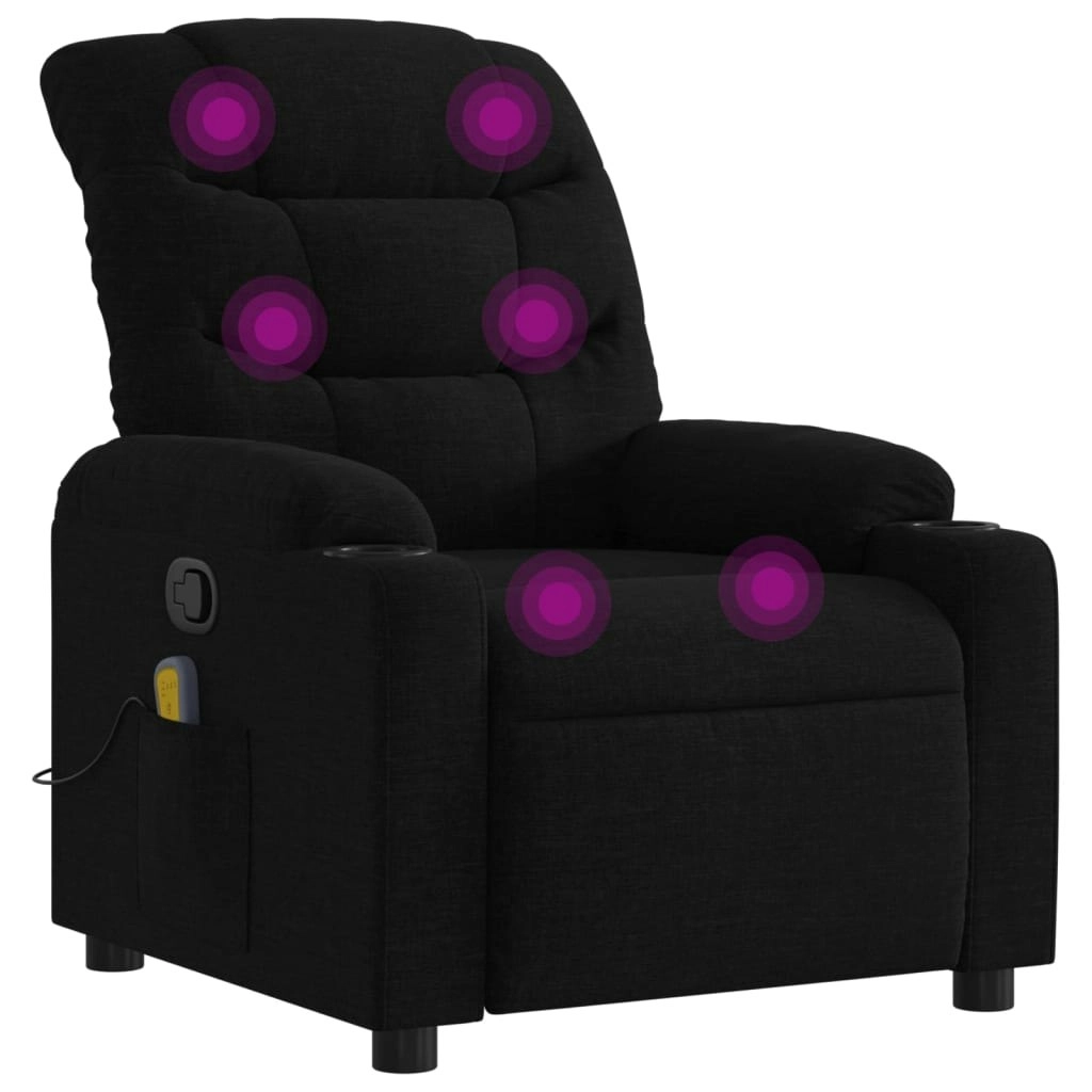 Massage Recliner Chair Black Fabric 3206917