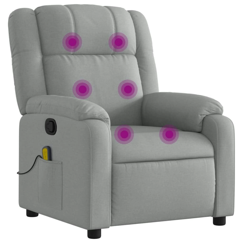 Massage Recliner Chair Light Grey Fabric 3206205