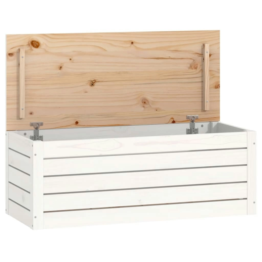 Storage Box White 89x36.5x33 cm Solid Wood Pine 823620