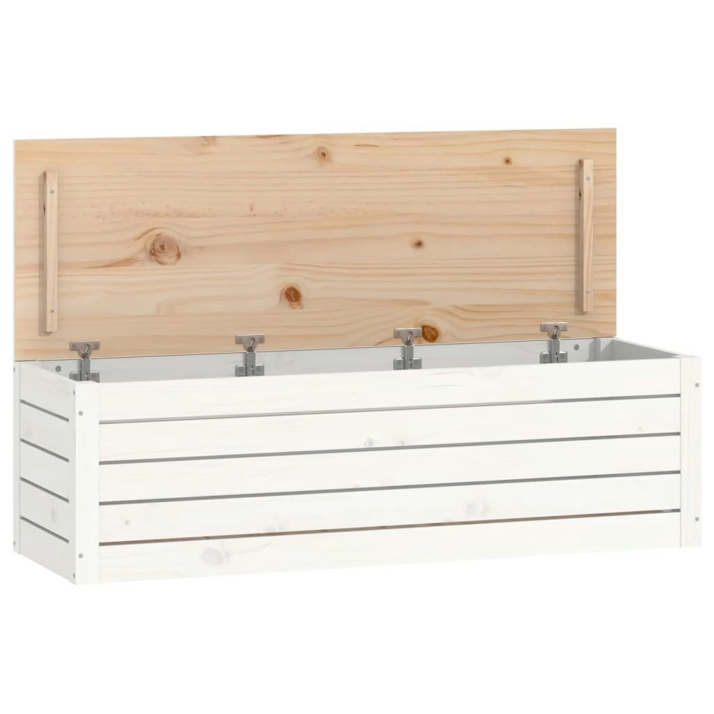 Storage Box White 109x36.5x33 cm Solid Wood Pine 823625