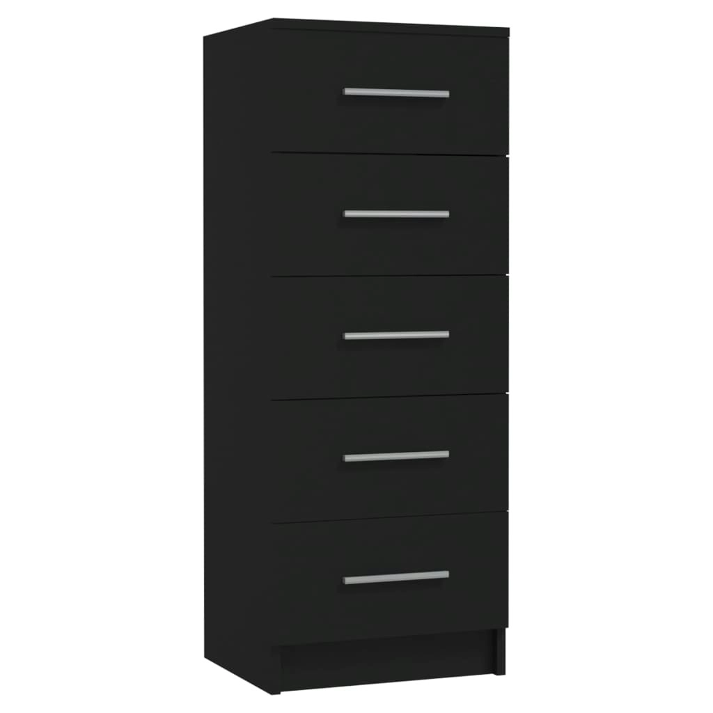 Tall Drawer Chest Black 41x35x106 cm Engineered Wood 340226