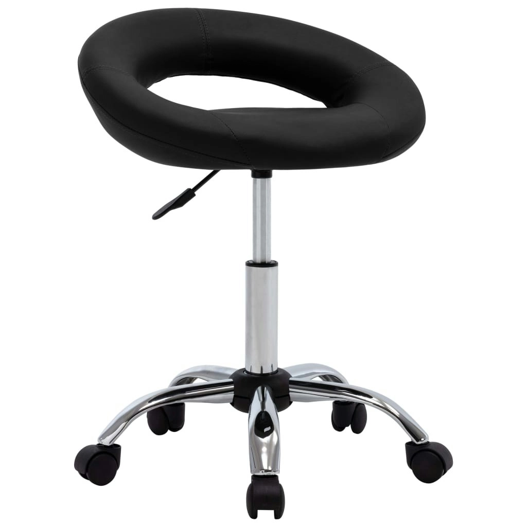 Rolling Work Chair Black Faux Leather 323664