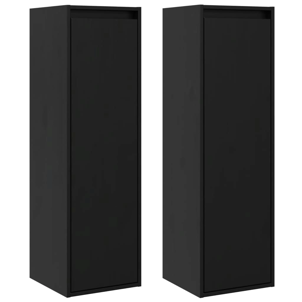 Wall Cabinets 2 pcs Black 30x30x100 cm Solid Wood Pine 813514