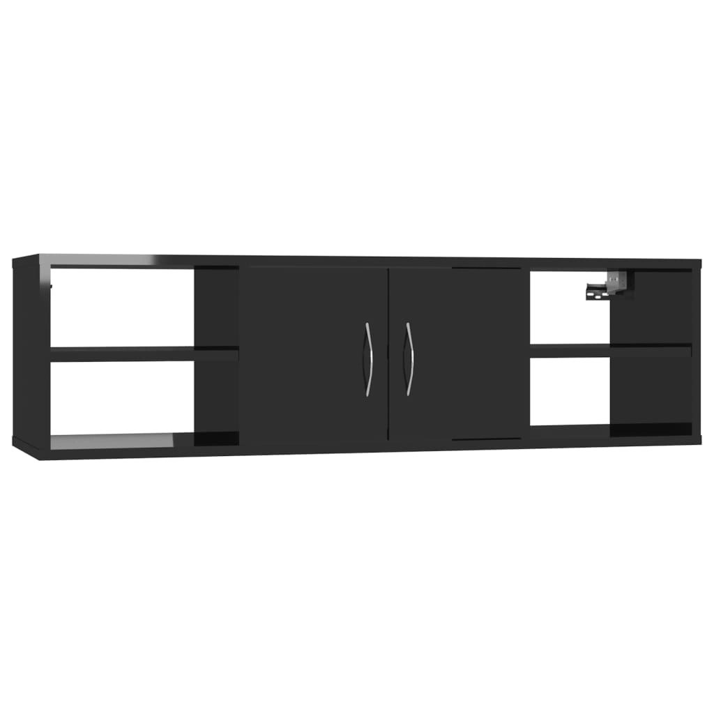 Wall Shelf High Gloss Black 102x30x29 cm Engineered Wood 806263