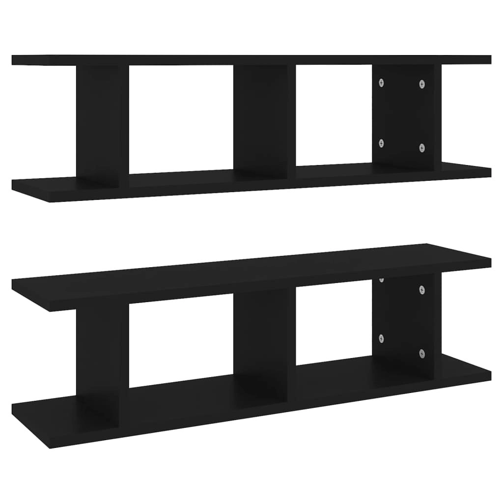 Wall Shelves 2 pcs Black 75x18x20 cm Engineered Wood 807188