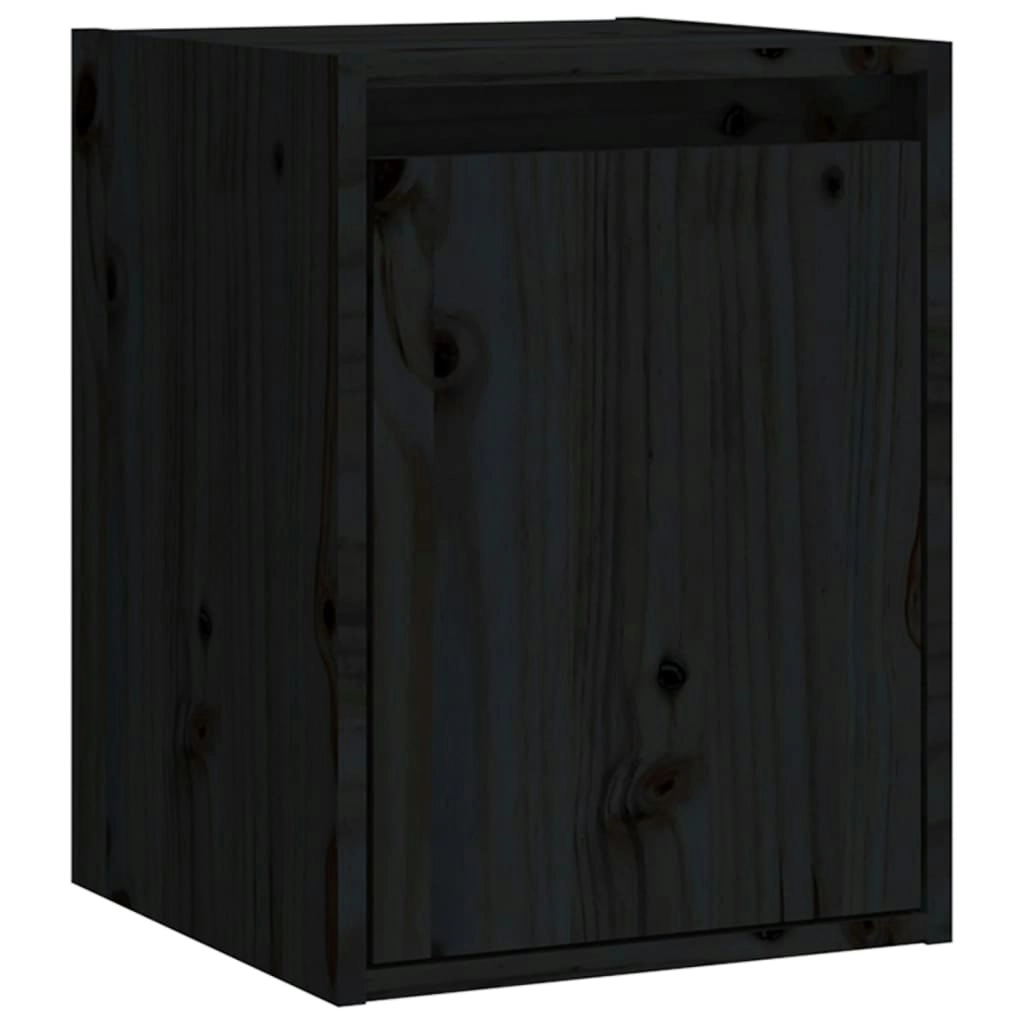 Wall Cabinet Black 30x30x40 cm Solid Wood Pine 813483