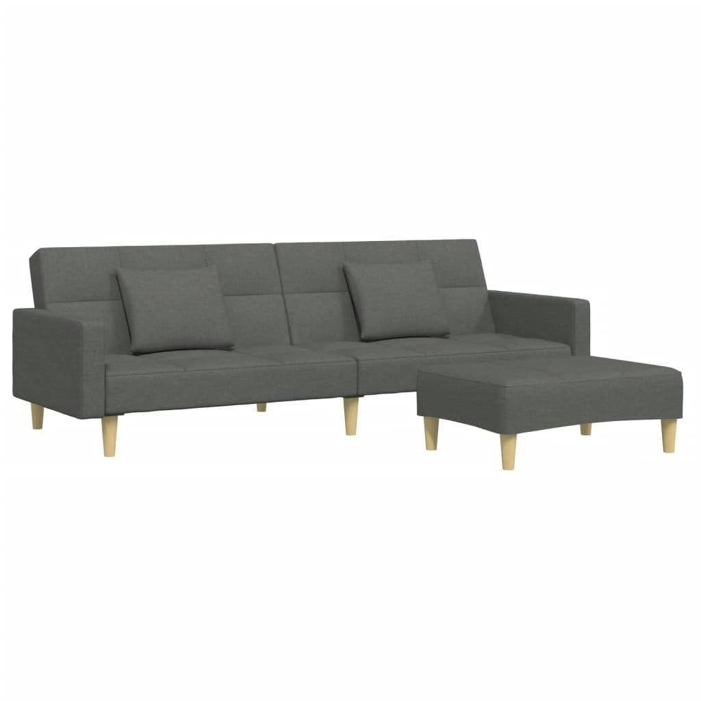 2-Seater Sofa Bed with Footstool Dark Grey Fabric 3258107