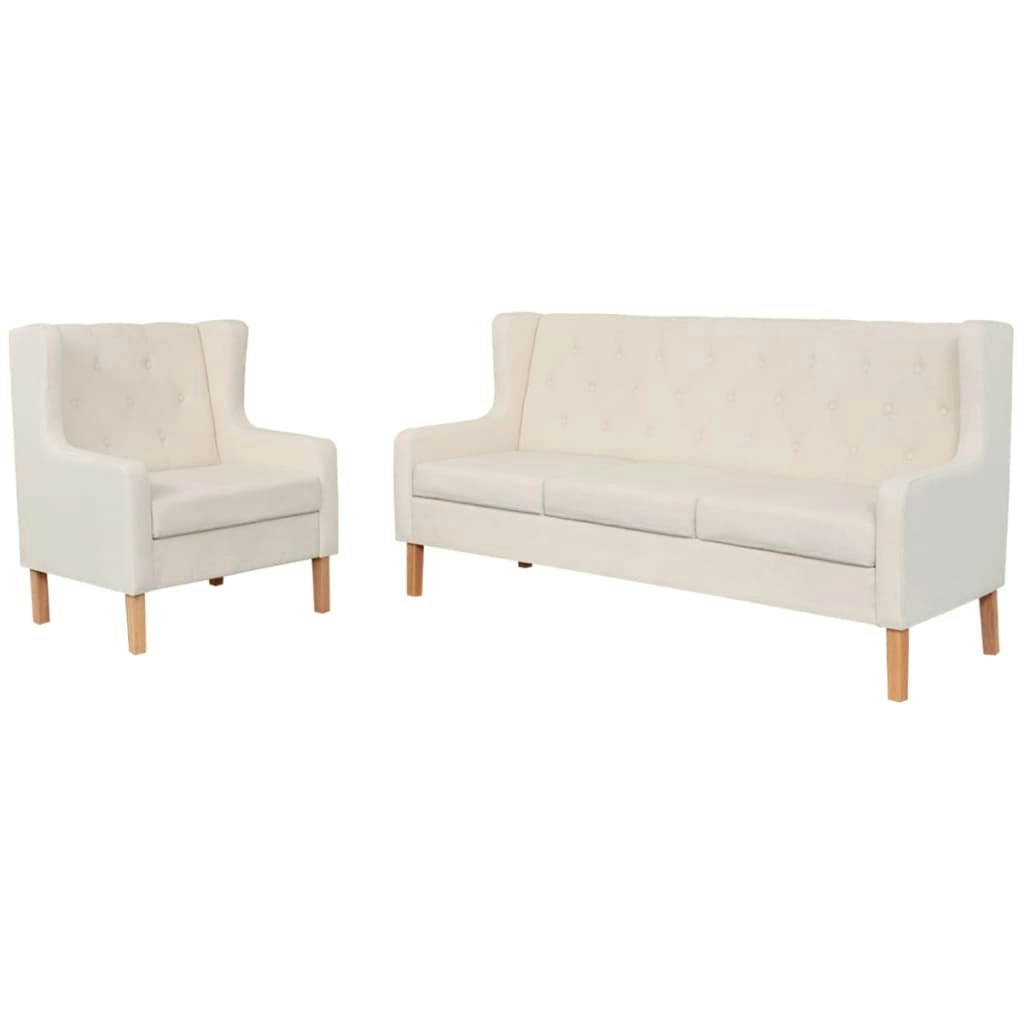 Sofa Set 2 Pieces Fabric Cream White 274929